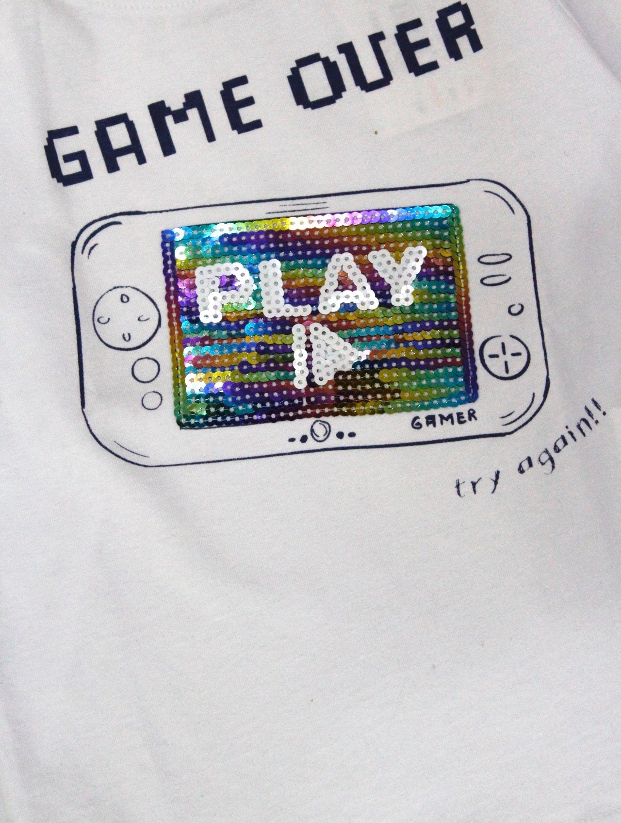 camiseta manga larga color blanco "game over"