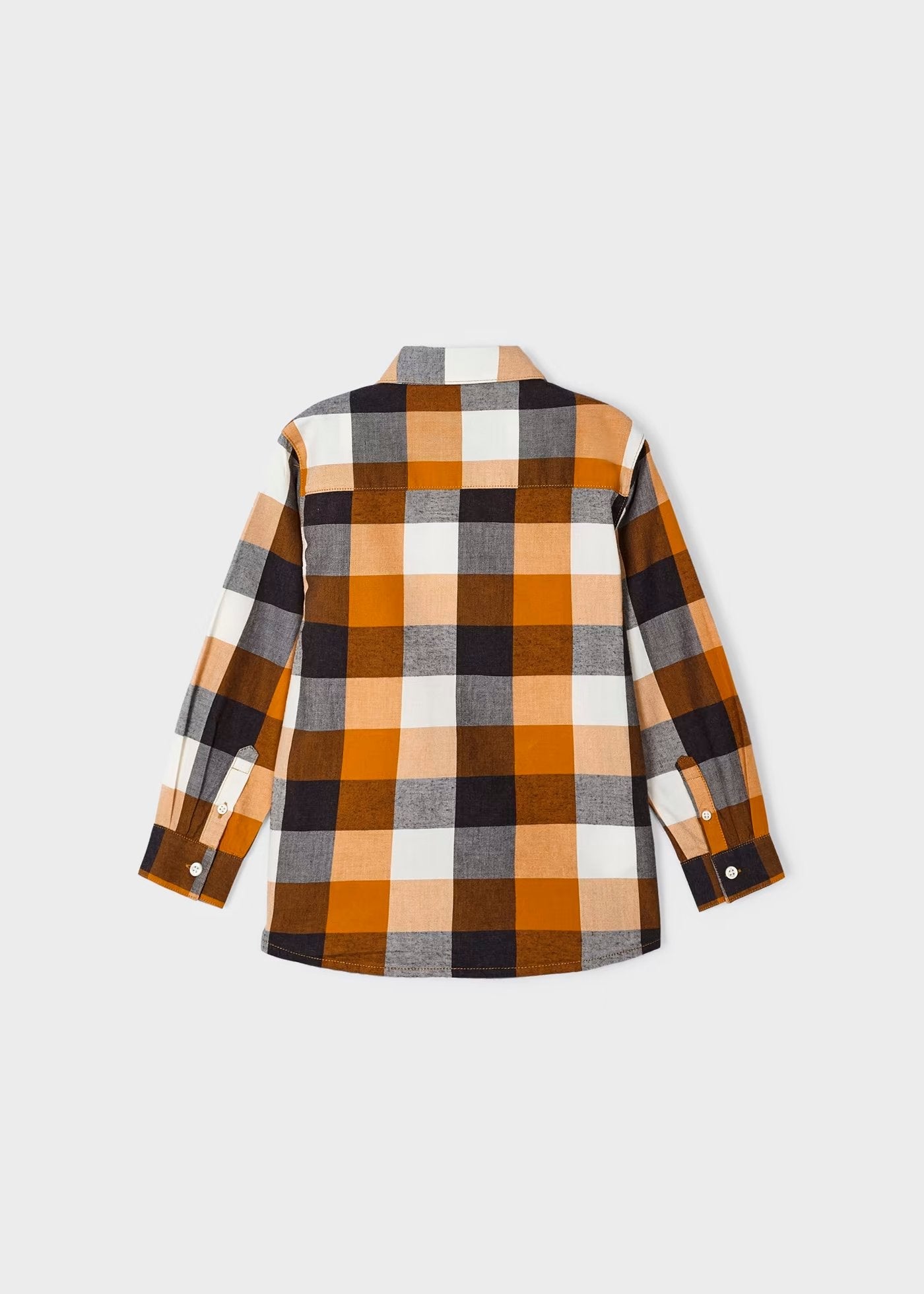 camisa a cuadros manga larga tonos ocre, mayoral.