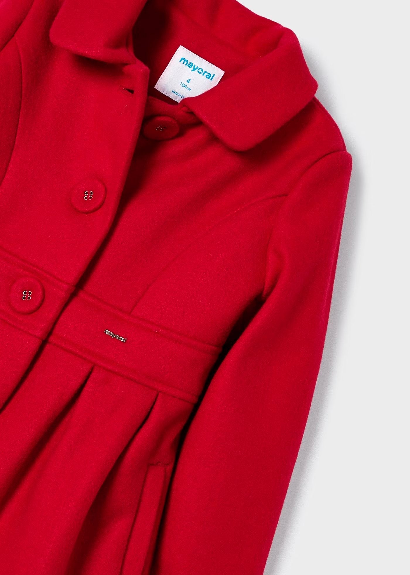 abrigo color rojo, niña, mayoral