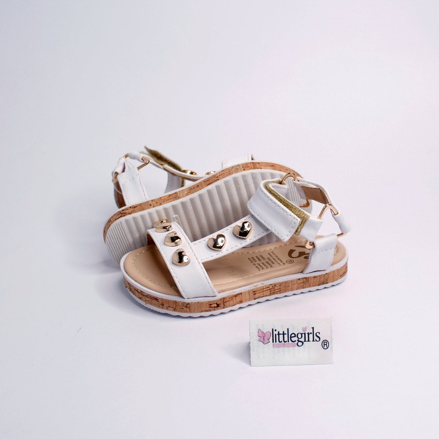huarache listón blanco con estoperoles corazón