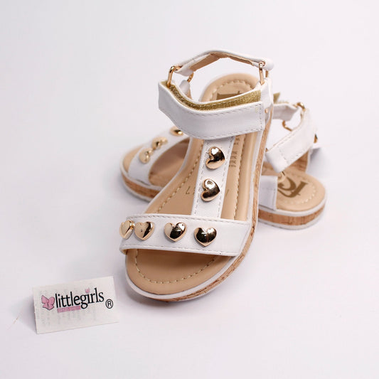 huarache listón blanco con estoperoles corazón