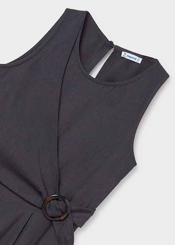 Mono largo con lino color carbón