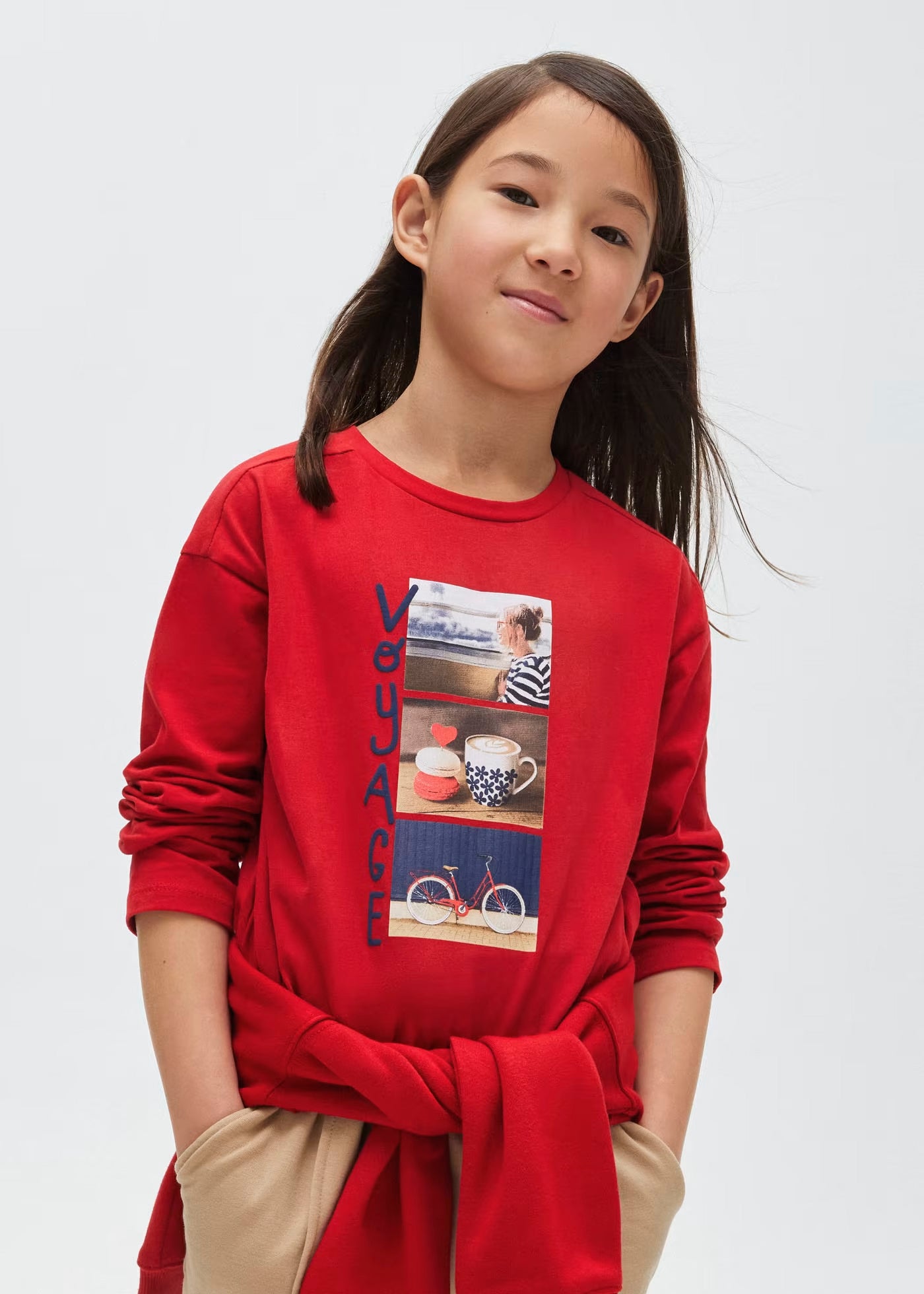 Camiseta manga larga rojo voyage, amor, mayoral