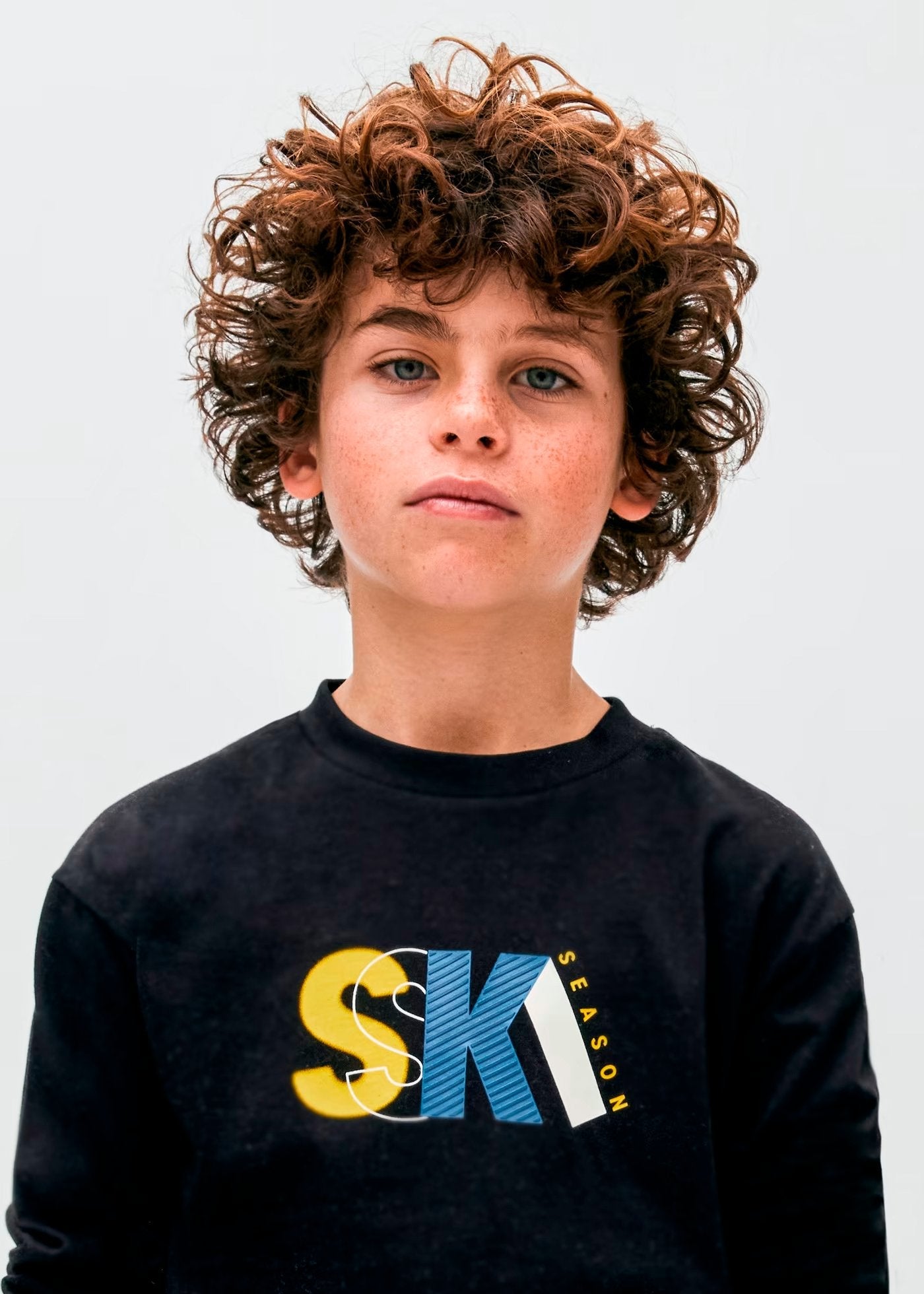 camiseta manga larga, color negro print sky, mayoral