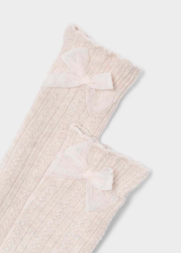 Calcetín alto color Arena para niña