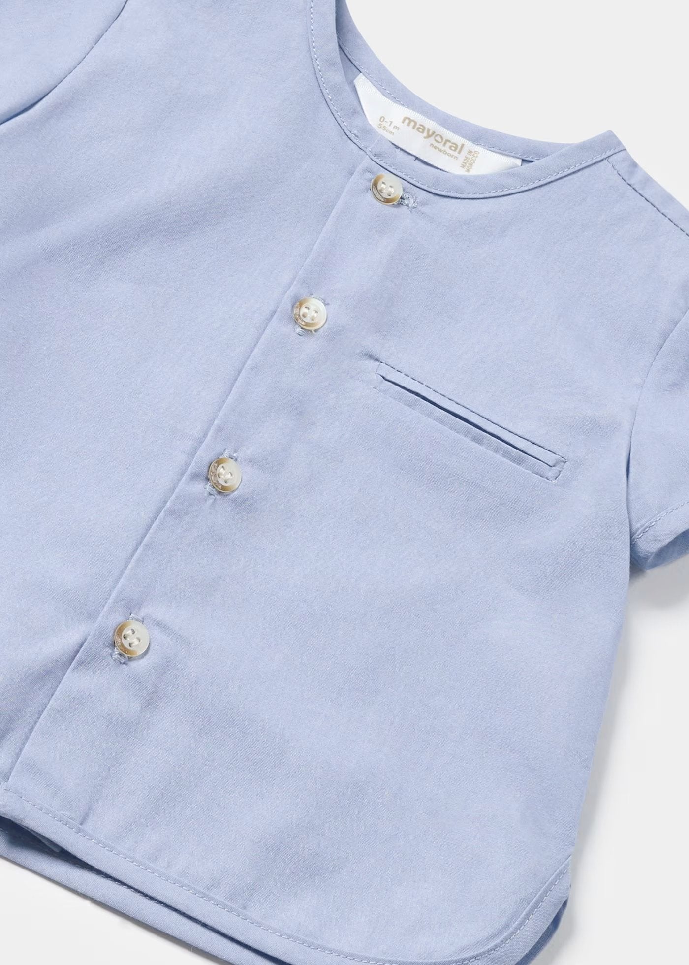 conjunto camisa cuello mao short lino
