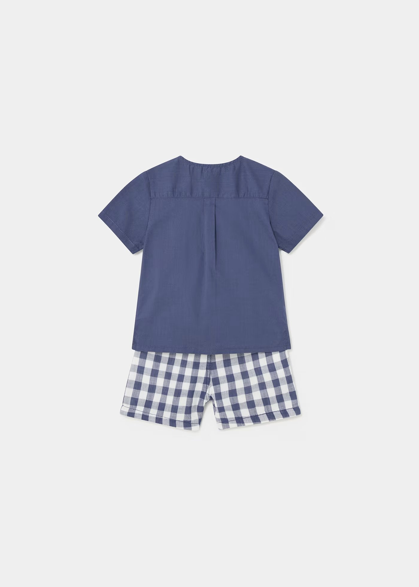 conjunto camisa cuello redondo y short a cuadros mayoral