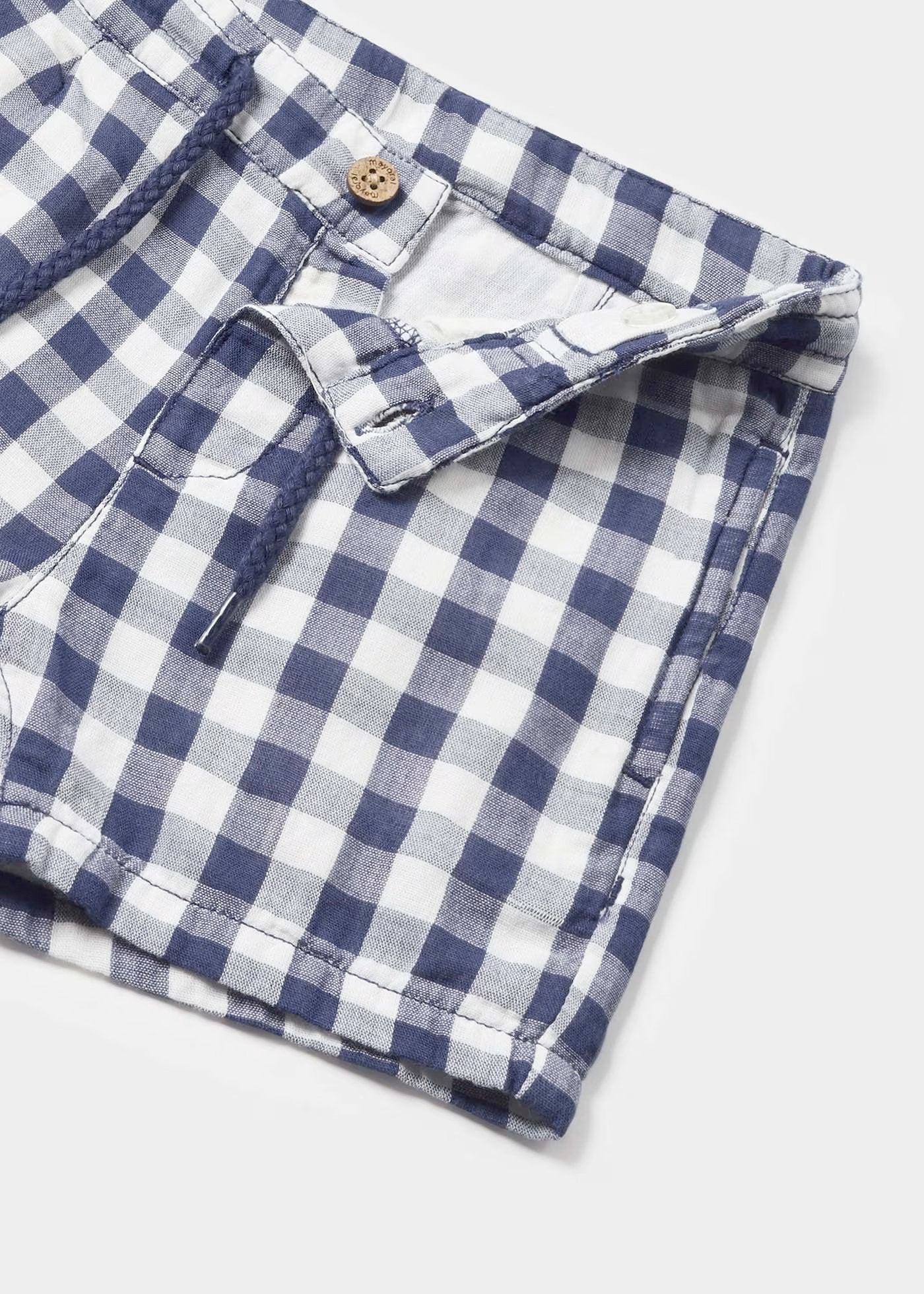 conjunto camisa cuello redondo y short a cuadros mayoral