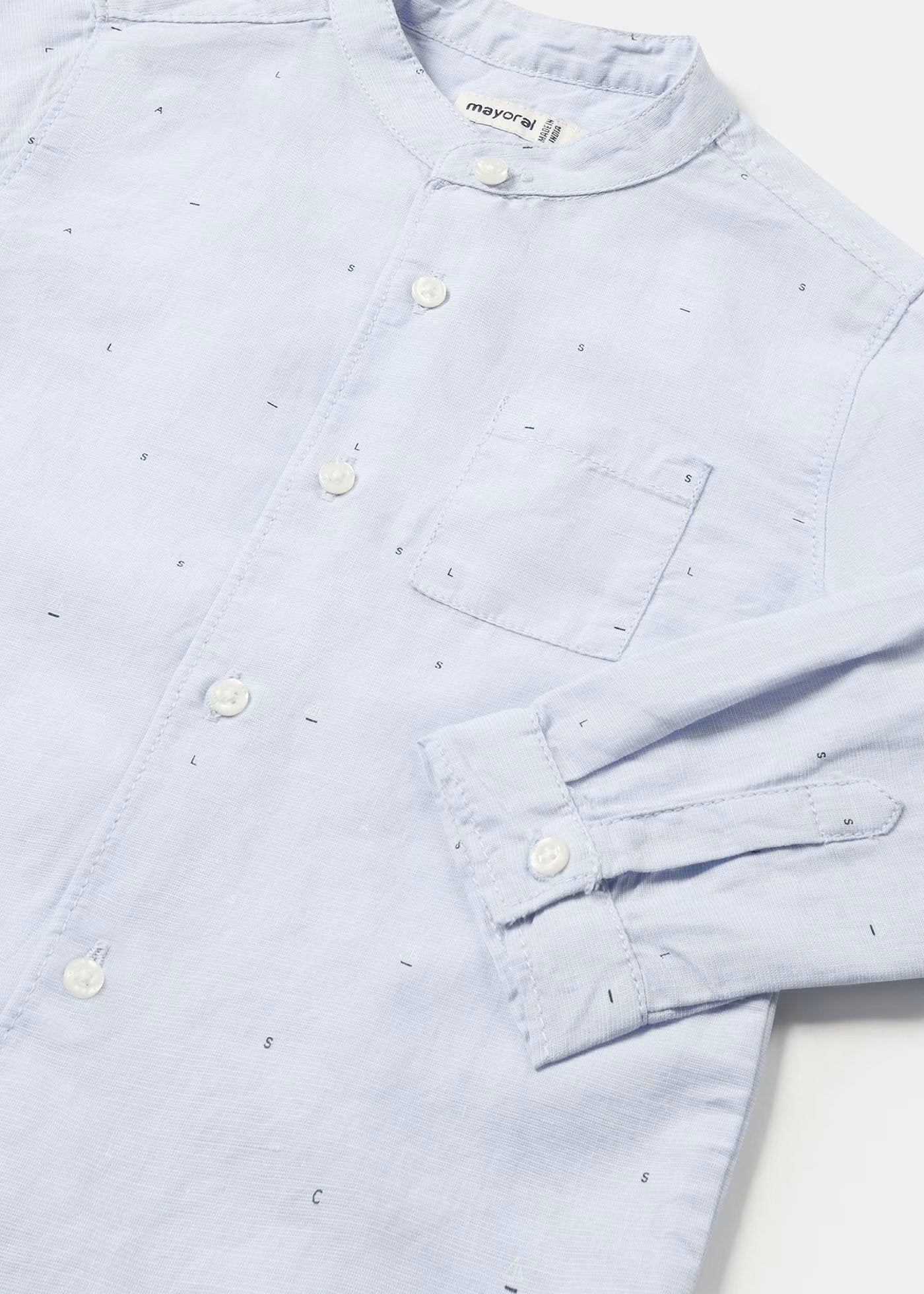 conjunto camisa cielo cuello mao, short tinta mayoral