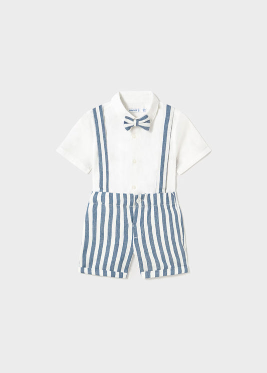 Conjunto bermuda y camisa con corbatín bebé