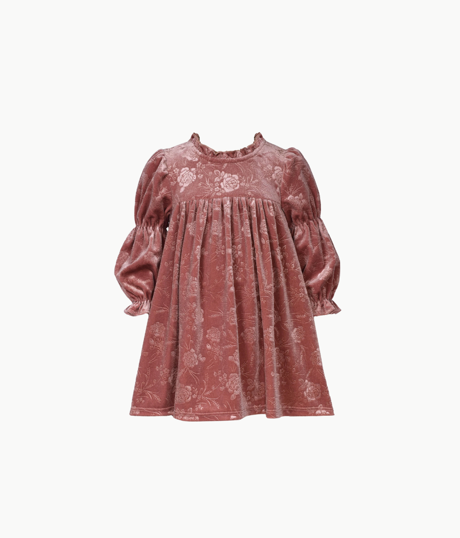 vestido terciopelo rosa manga ancha
