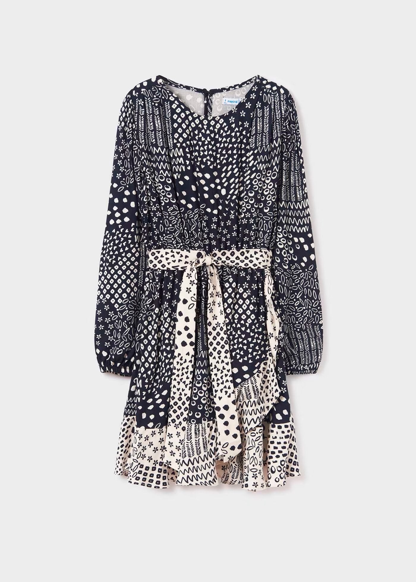 vestido negro estampado