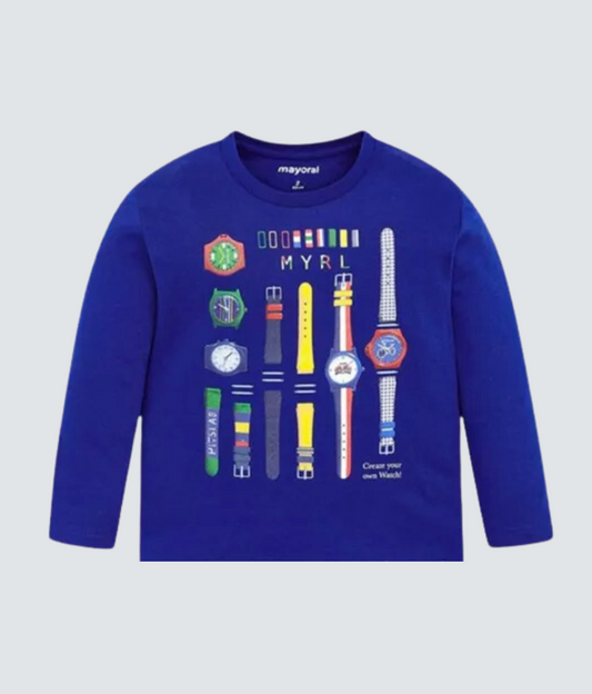 camiseta manga larga color azul mayoral