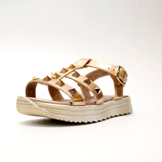 huarache franjas oro con estoperoles triangulo