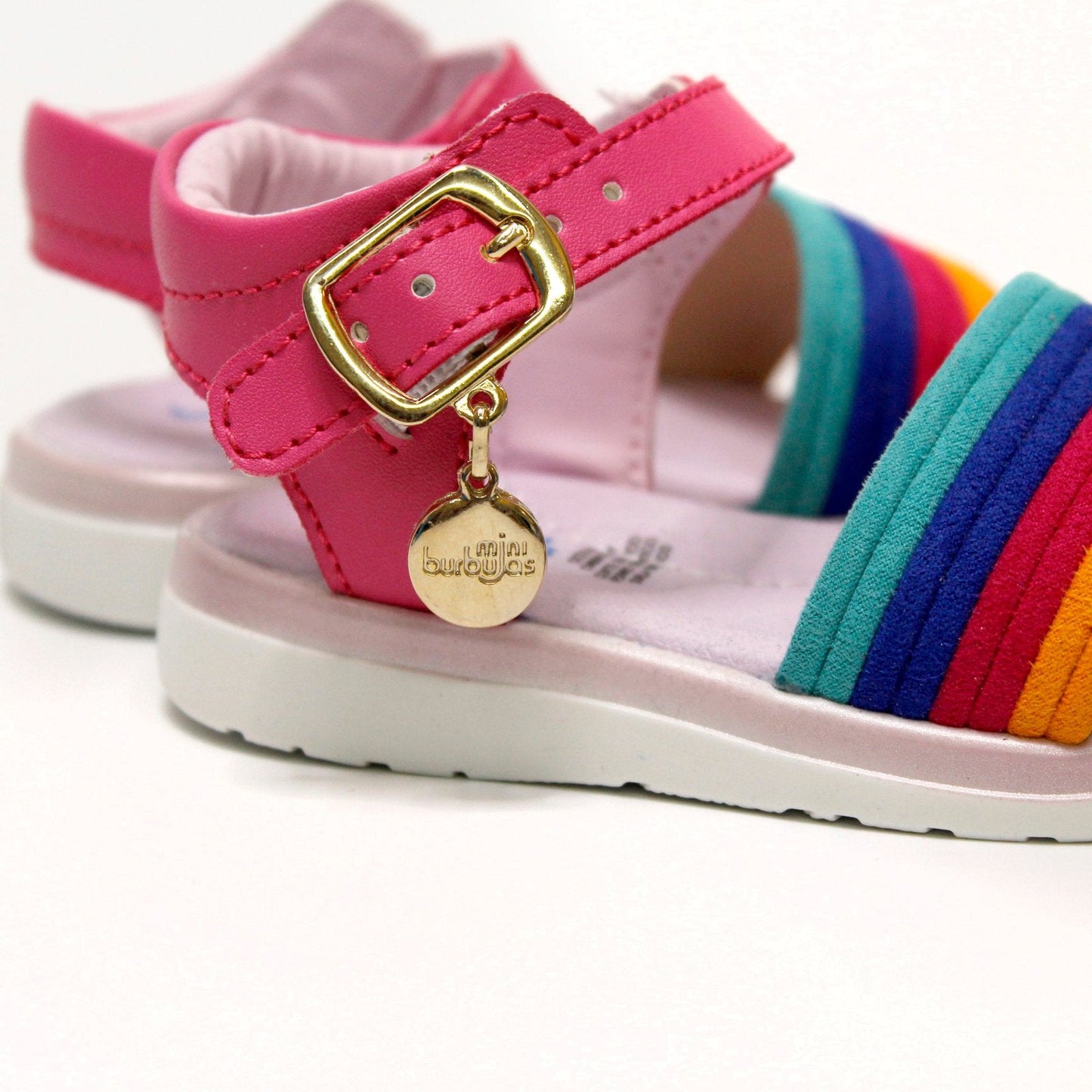 huarache rosa con franja de colores