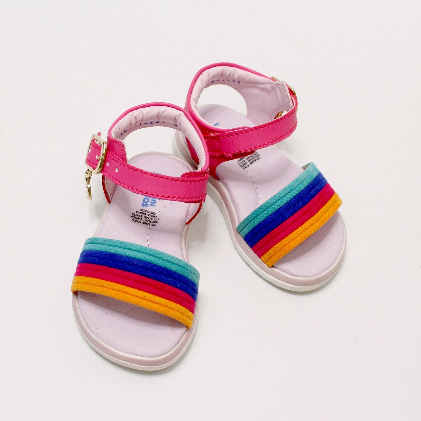 huarache rosa con franja de colores