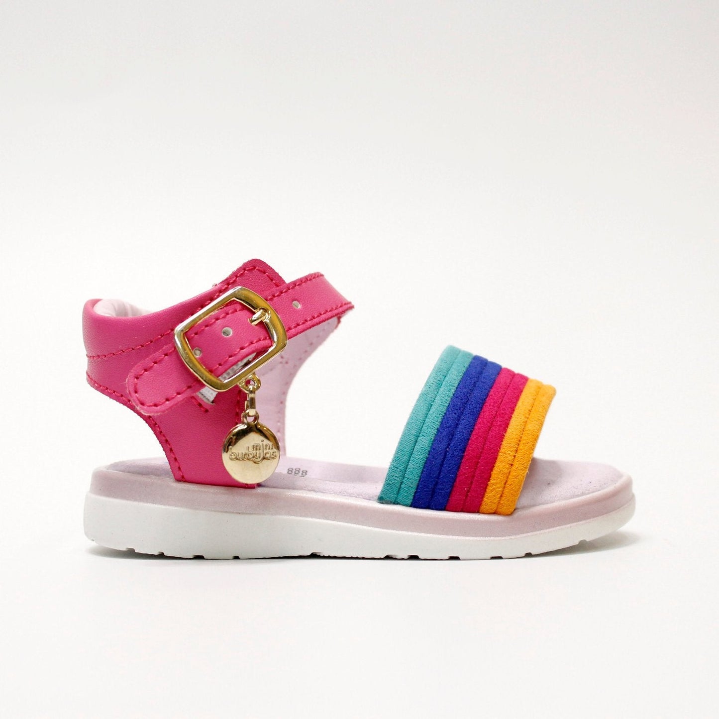 huarache rosa con franja de colores