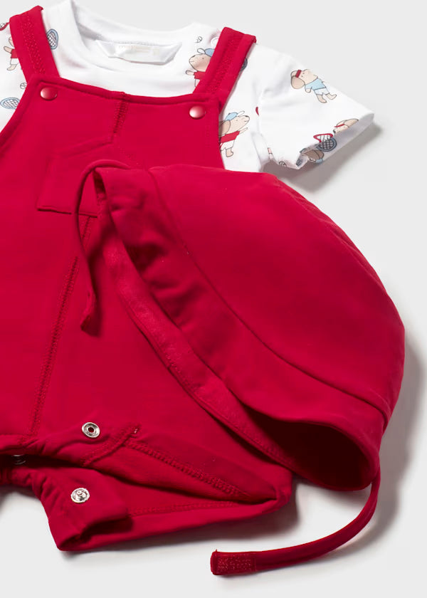 Conjunto 3 piezas con peto recién nacido