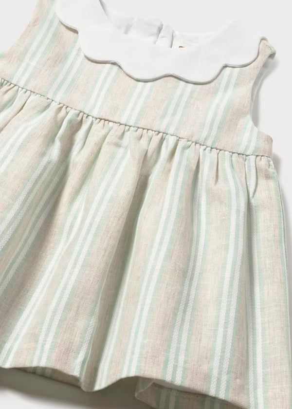 Vestido con lino rayas recién nacida