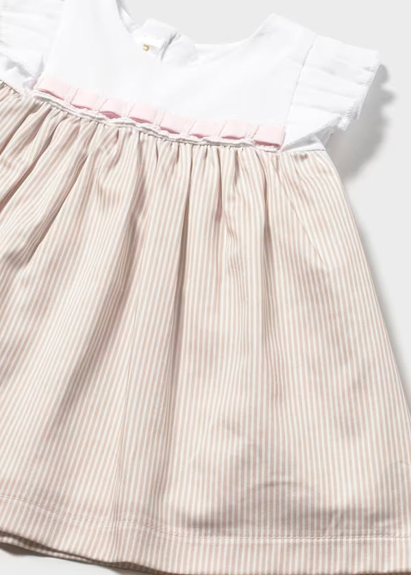 Vestido combinado falda a rayas recién nacida