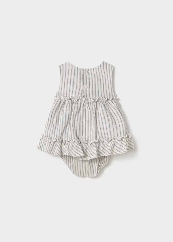 Vestido a rayas con cubre pañal para bebe