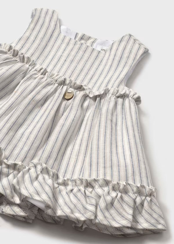 Vestido a rayas con cubre pañal para bebe