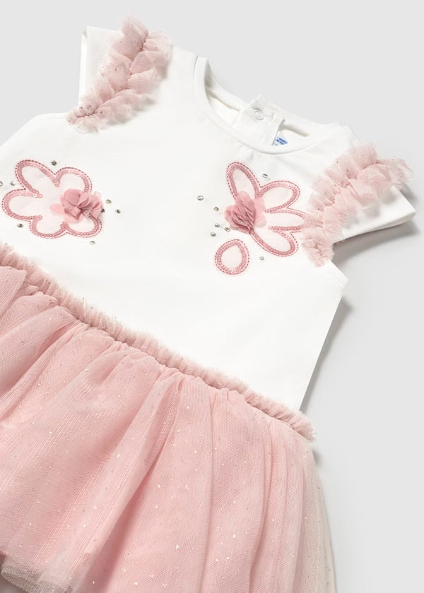 Vestido falda tul, rosa, para bebe