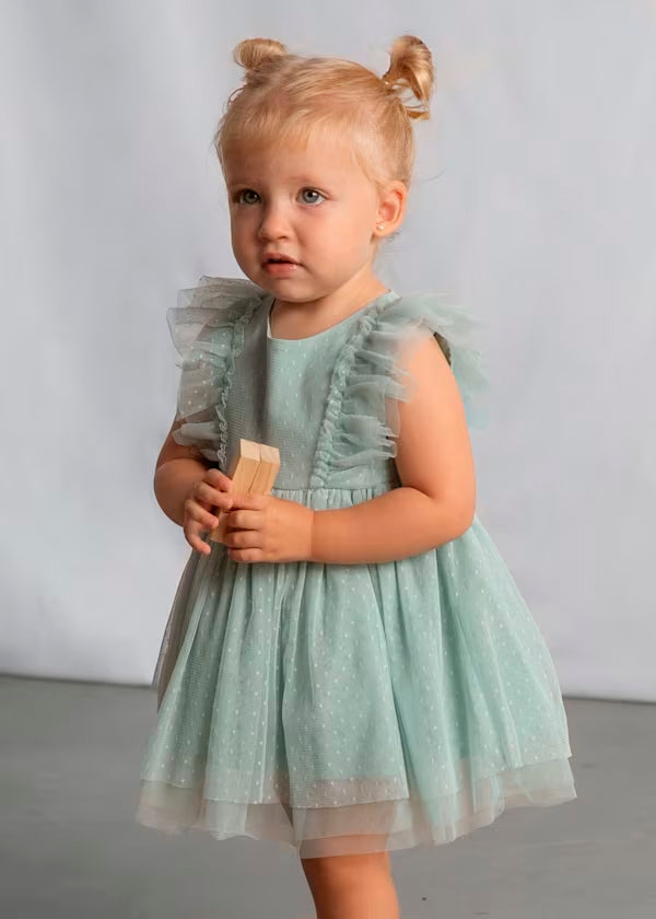 Vestido tul con diadema verde lago