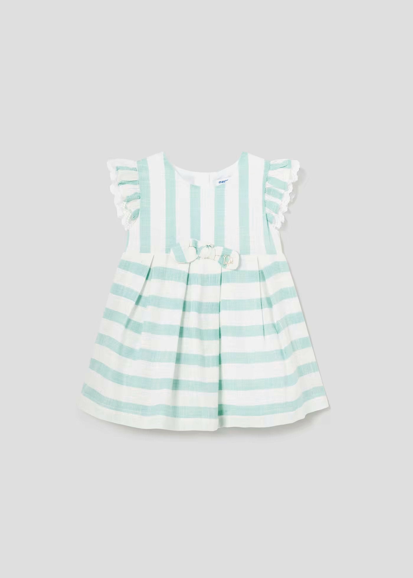 vestido rallas manga ruffle color anis
