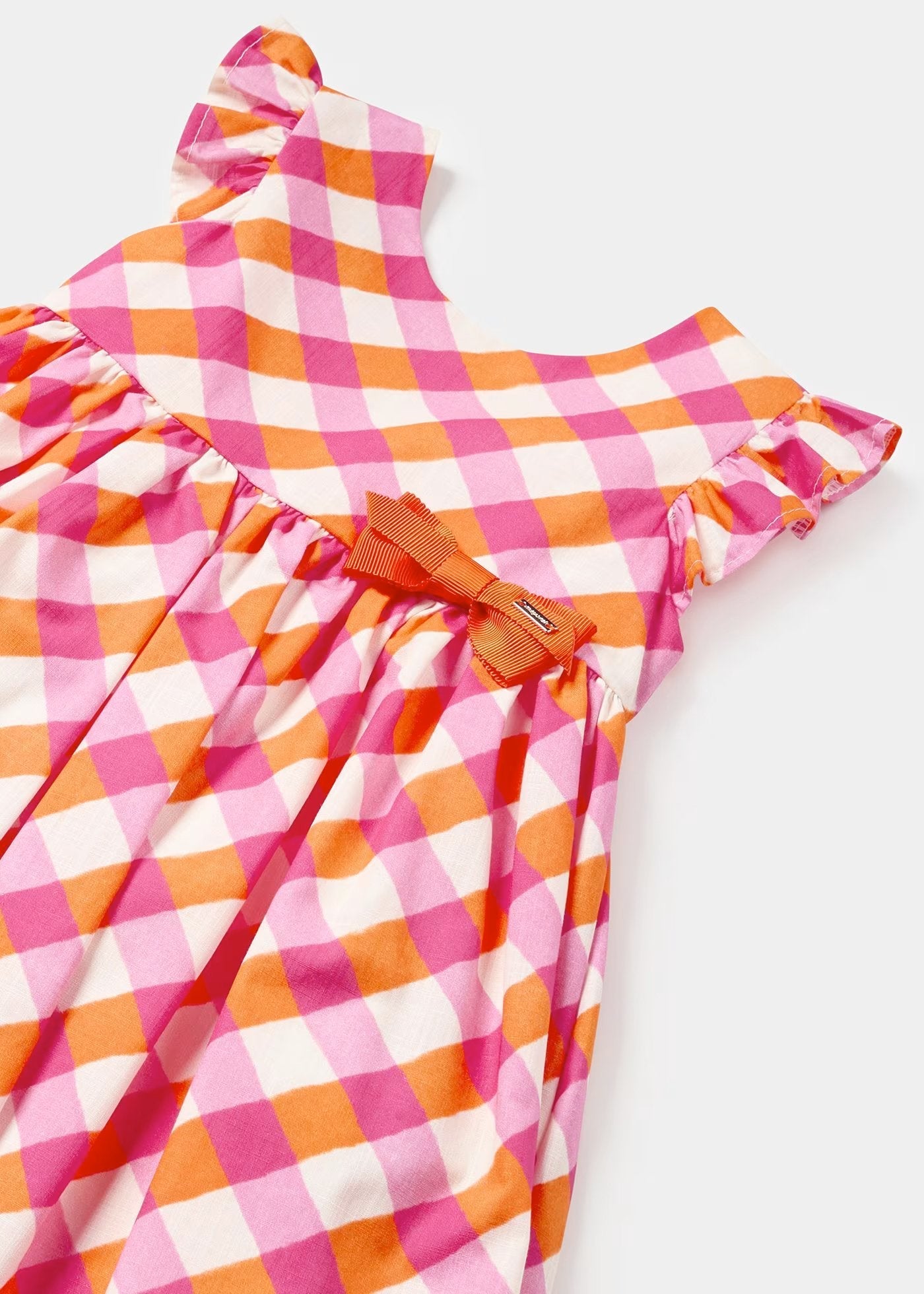 vestido cuadros naranja magenta