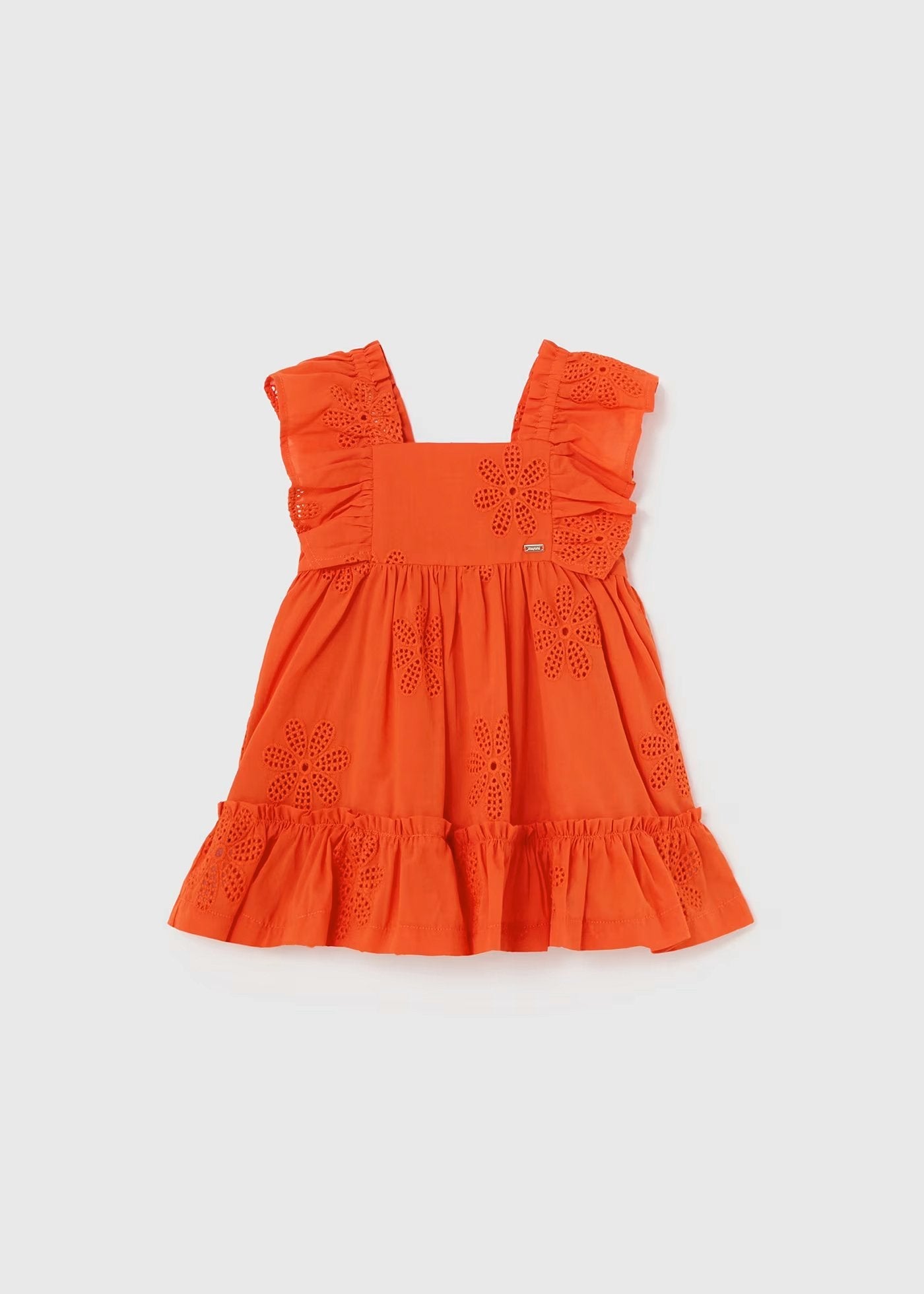 vestido bordado mangas volante rojo clementina