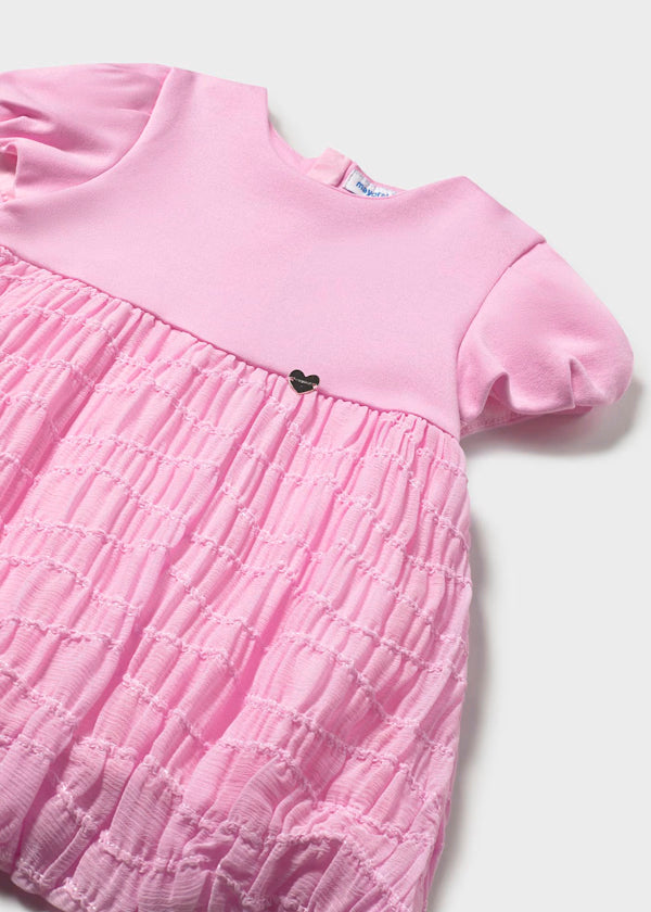 Vestido combinado, rosa malva, bebé