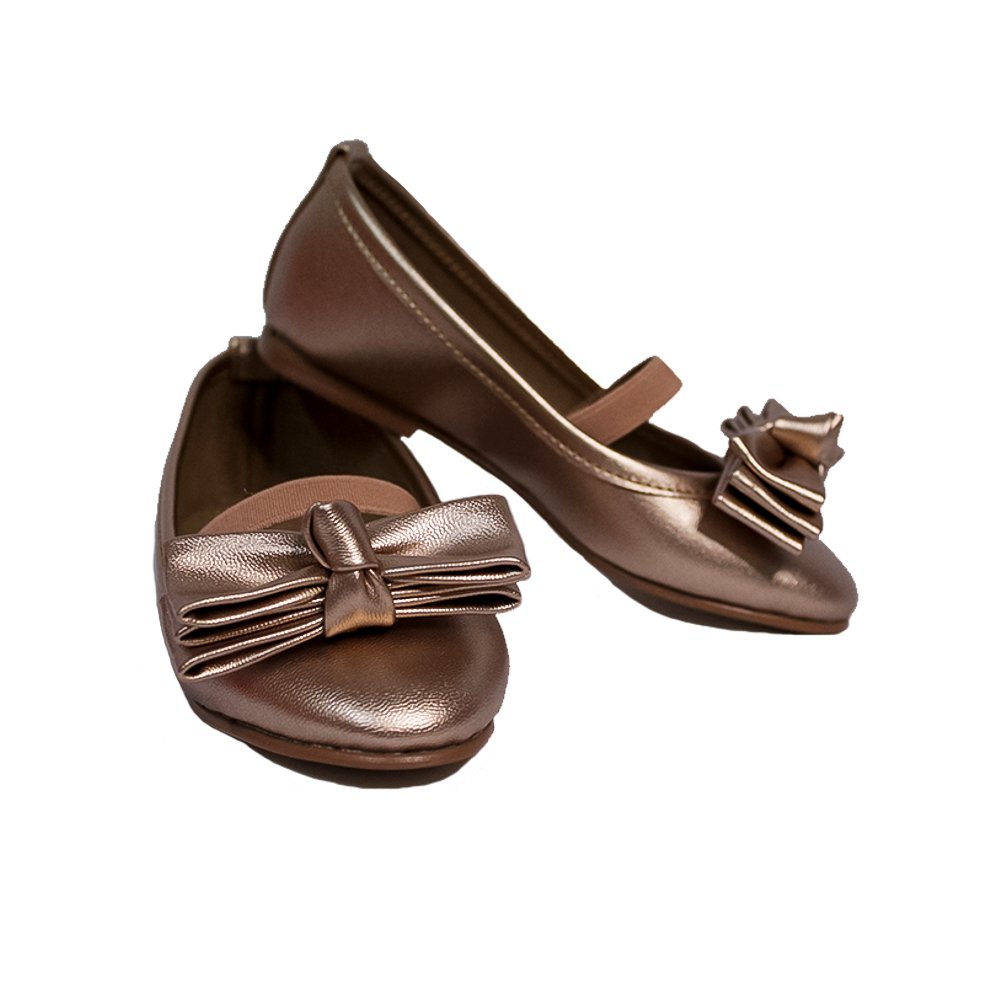 zapato oro rosado con doble moño