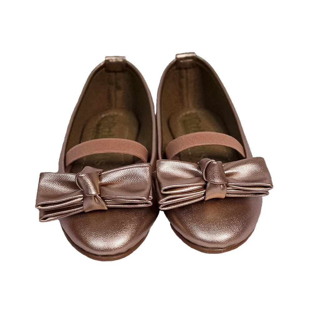 zapato oro rosado con doble moño