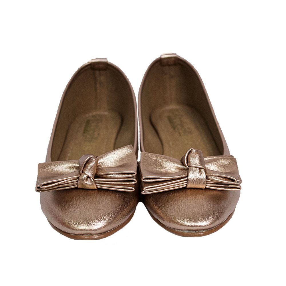 zapato oro rosado con doble moño