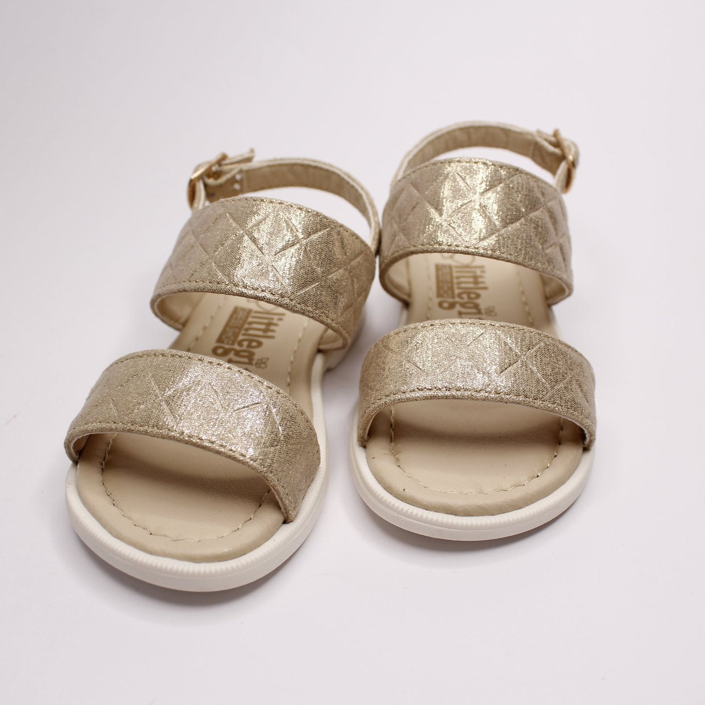 huarache platina, 2 tiras gruesas color oro