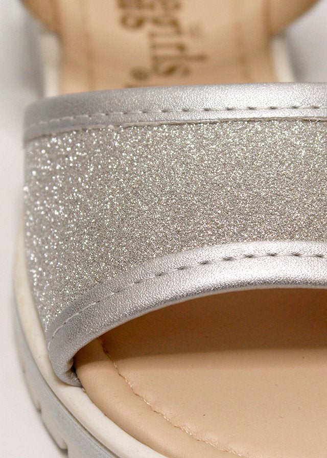 huarache diamantina plateado