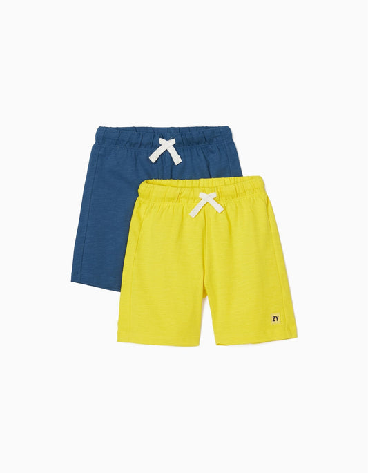 set dos shorts para niño azul y amarillo