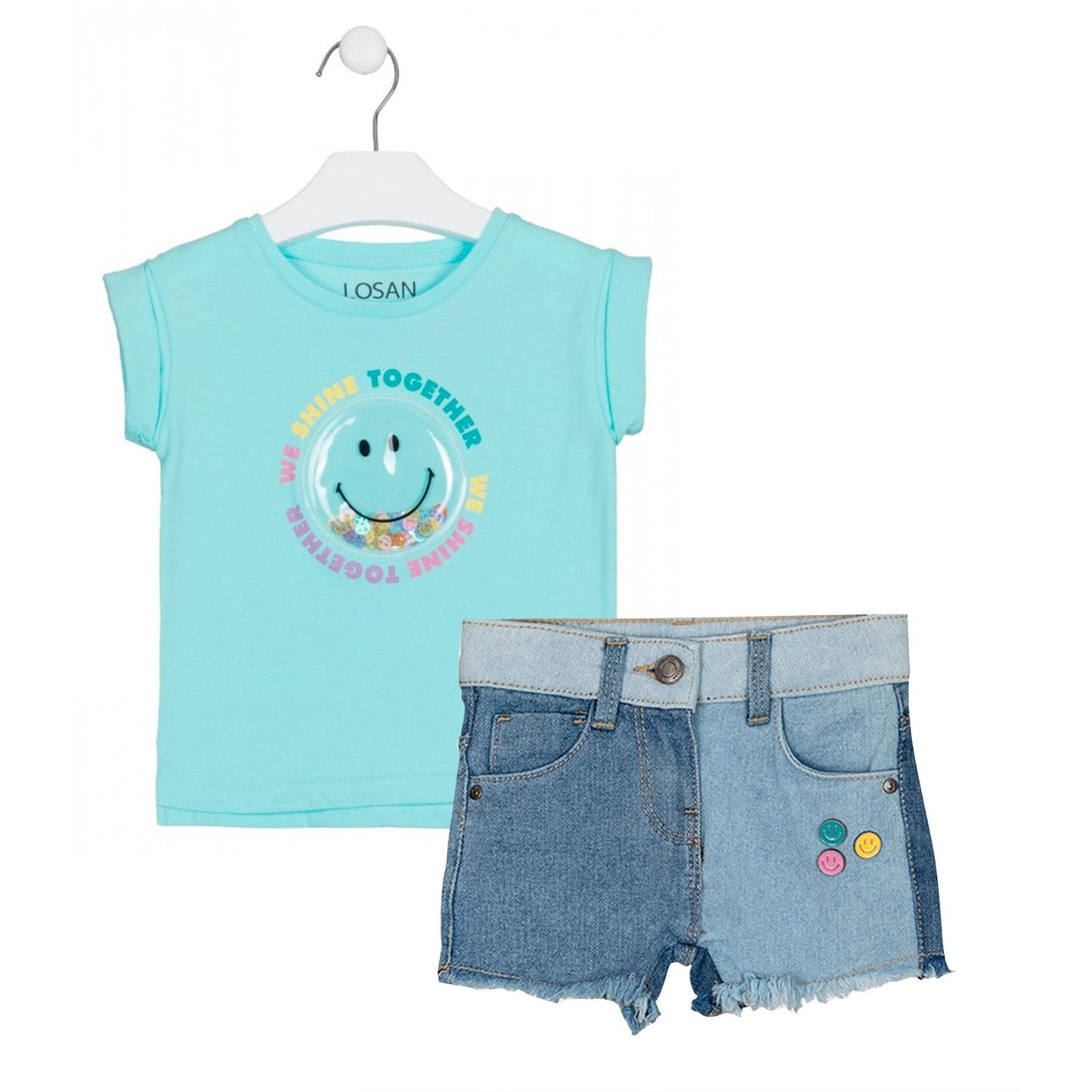 set happy face short y playera