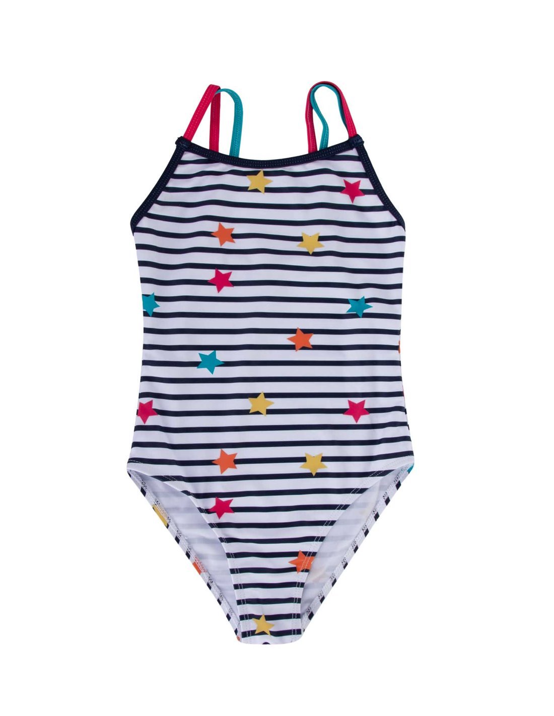 bañador rayas blanco estrellas de colores