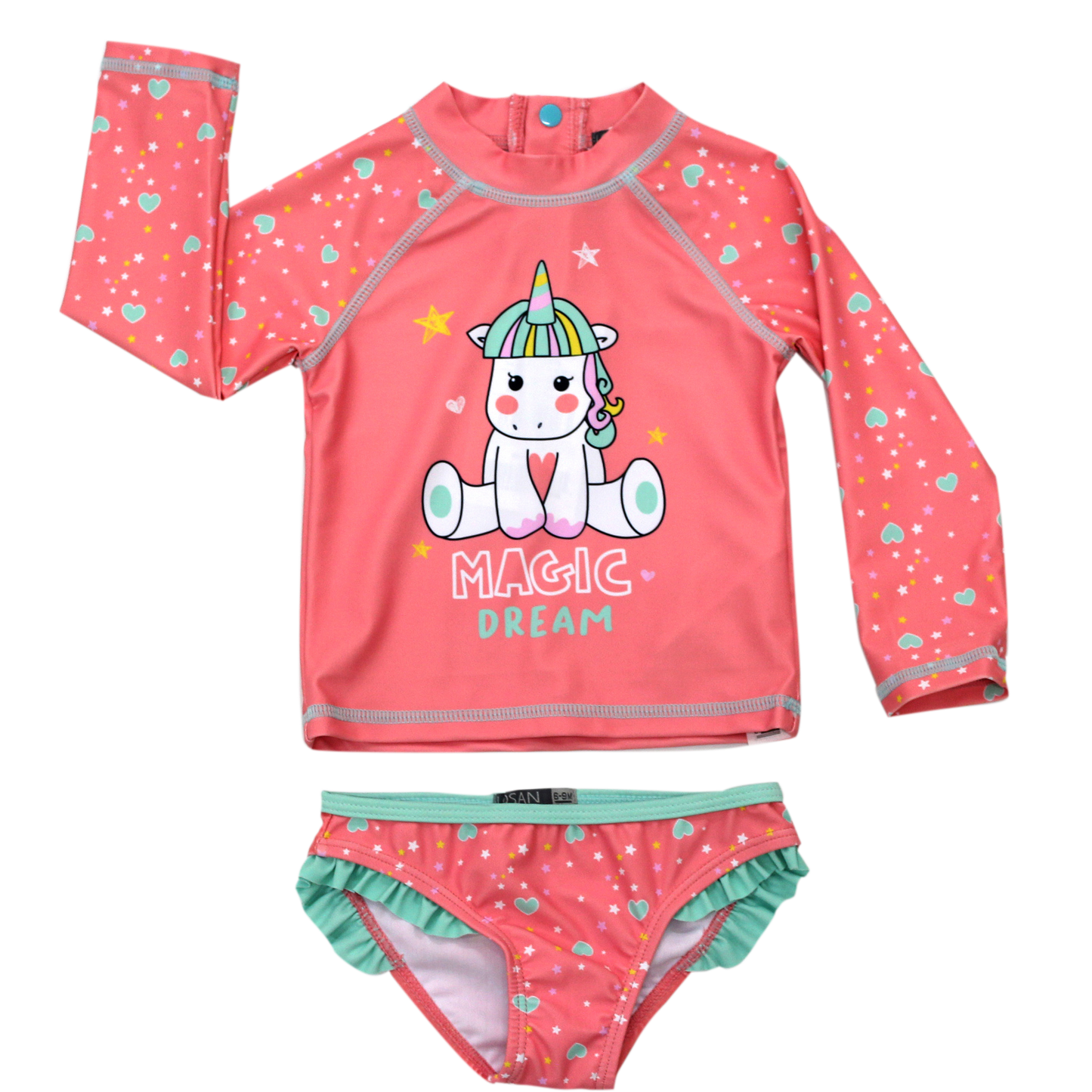 set de baño unicornio UPF40 coral
