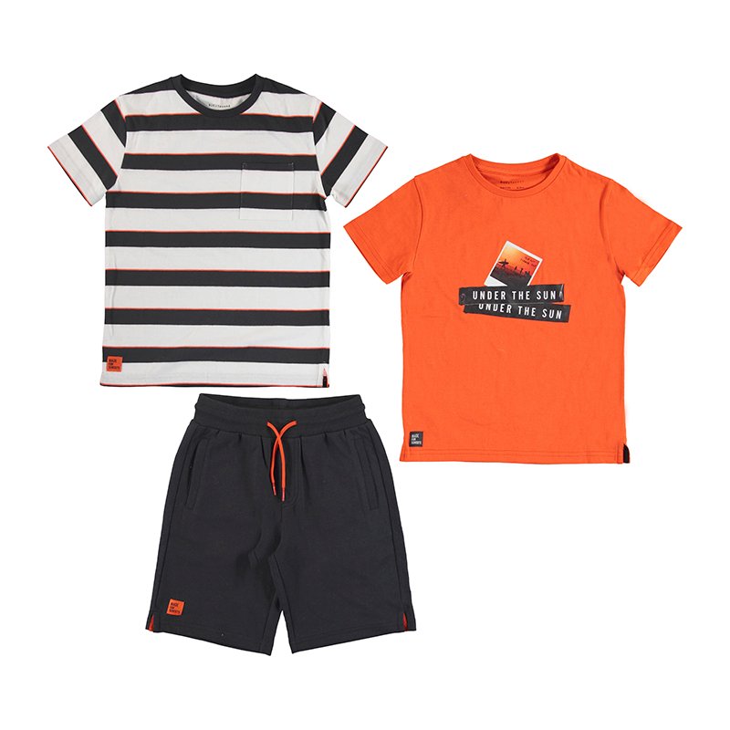 set 3 piezas, 2 camisetas con 1 short de jareta