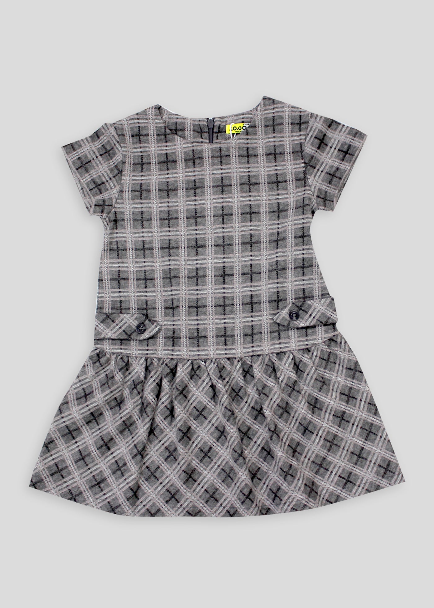 Vestido manga corta estilo chemisse gris