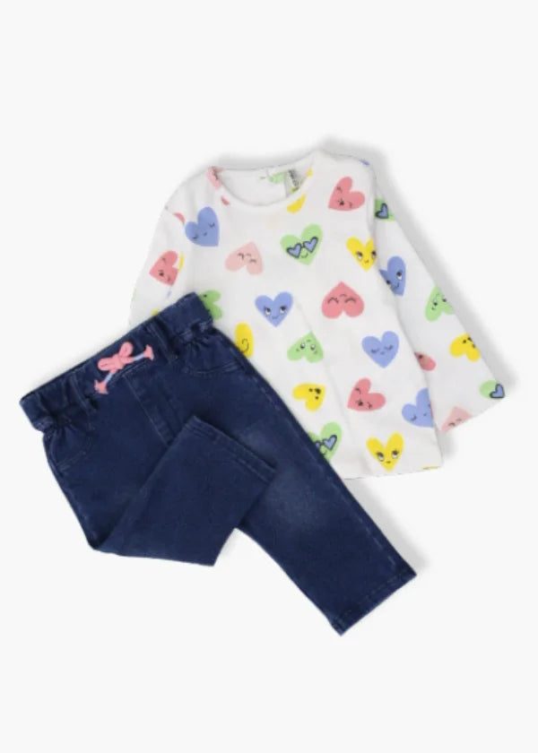 set camiseta manga larga con leggins tipo denim