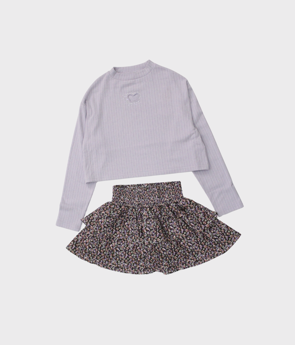 set blusa morada y falda skirt jersey