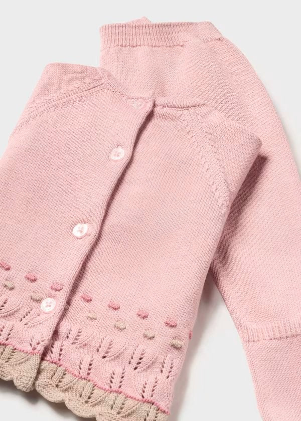 Conjunto tejido sugar rosa. polaina, gorro y pantalón