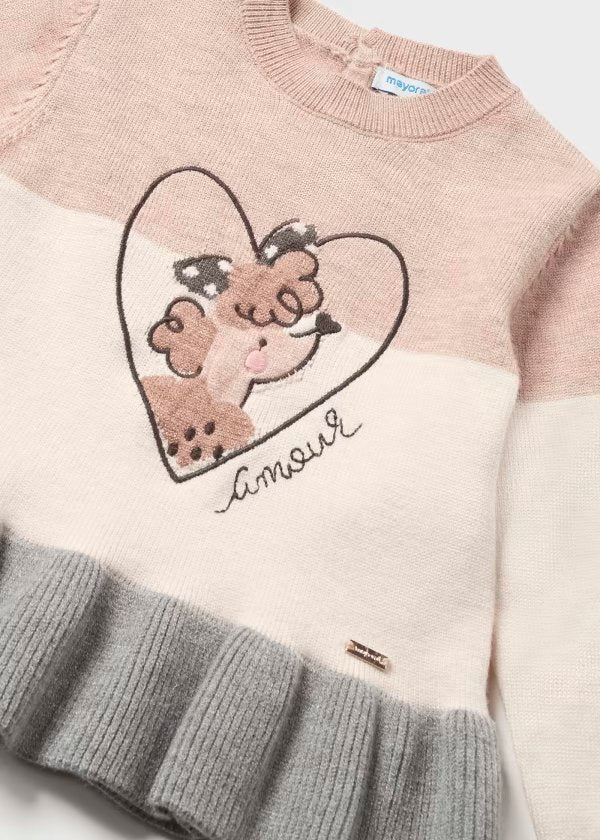 conjunto de niña color gris con café claro