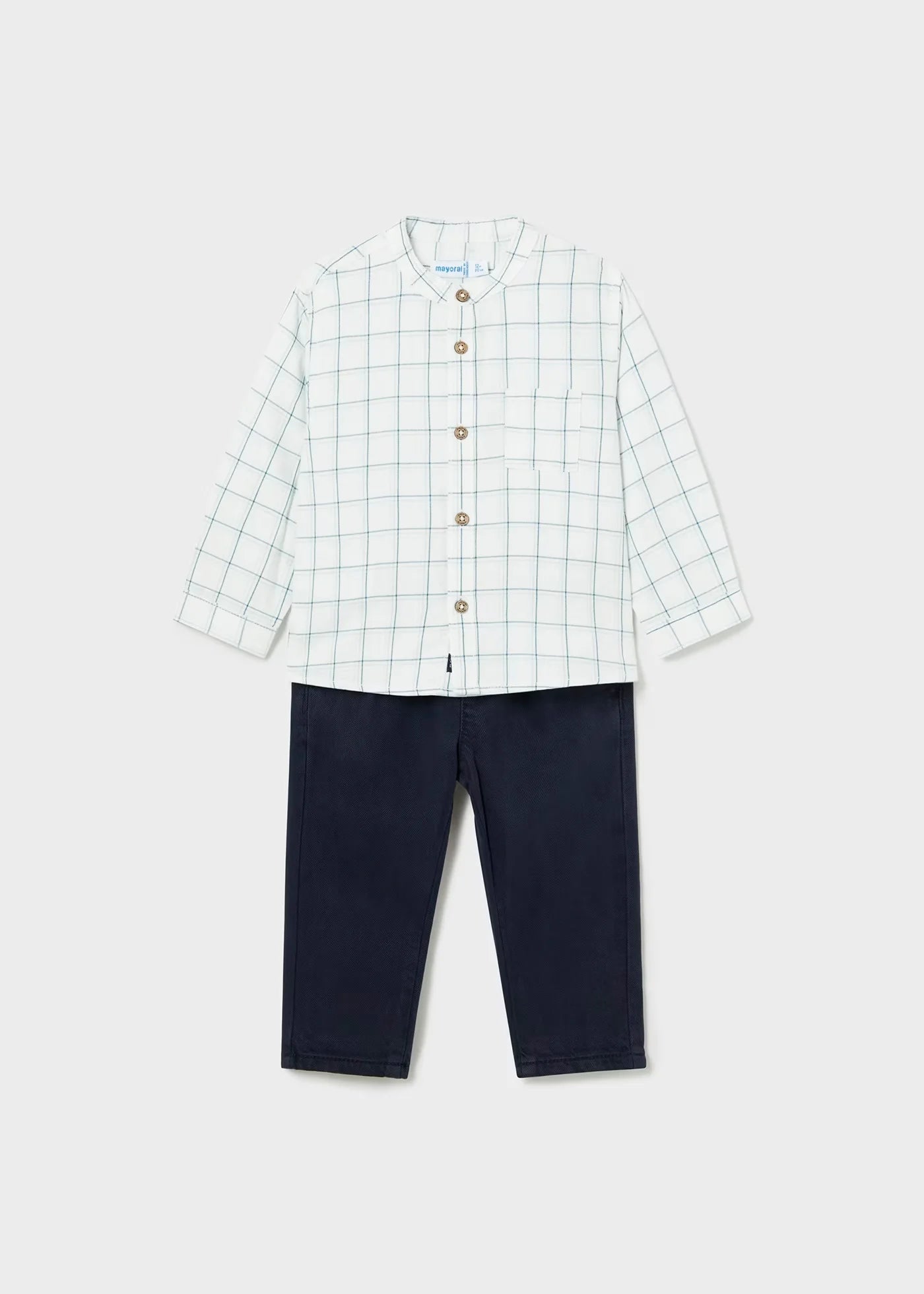 conjunto camisa a cuadros pantalon azul