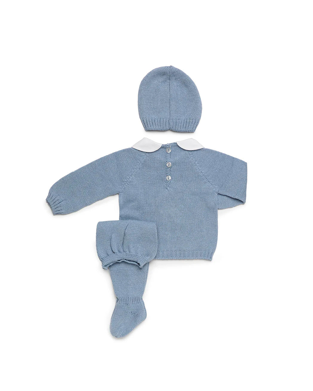Conjunto de tres piezas con bordado de globo,punto azul