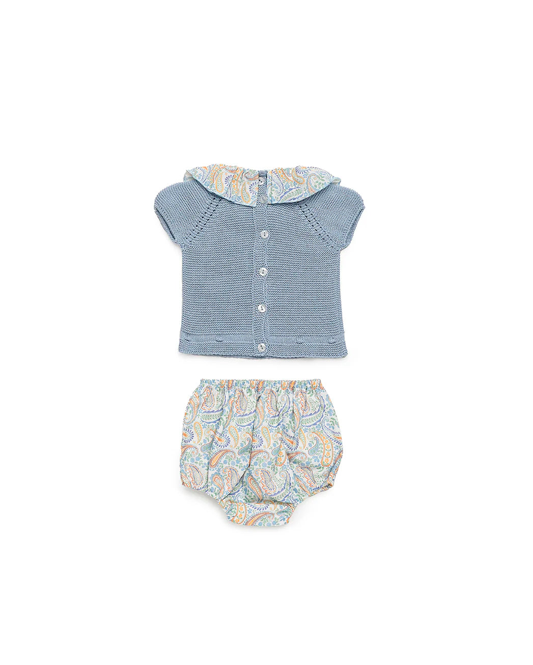 Conjunto bragas cachemira y parte superior punto azul